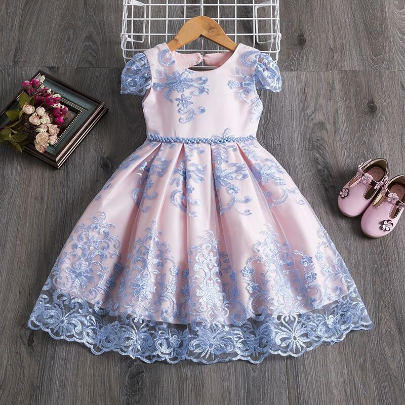 Stunning Pink & Blue Dress With Embroidery,4T to 10T.