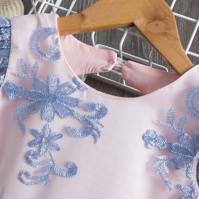 Stunning Pink & Blue Dress With Embroidery,4T to 10T.