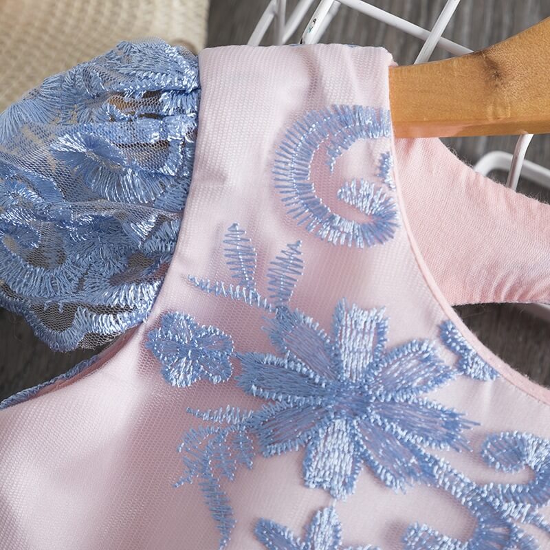 Stunning Pink & Blue Dress With Embroidery,4T to 10T.