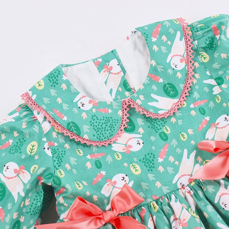 Cute Print Full Sleeves Spanish Dress,2T to 7T.