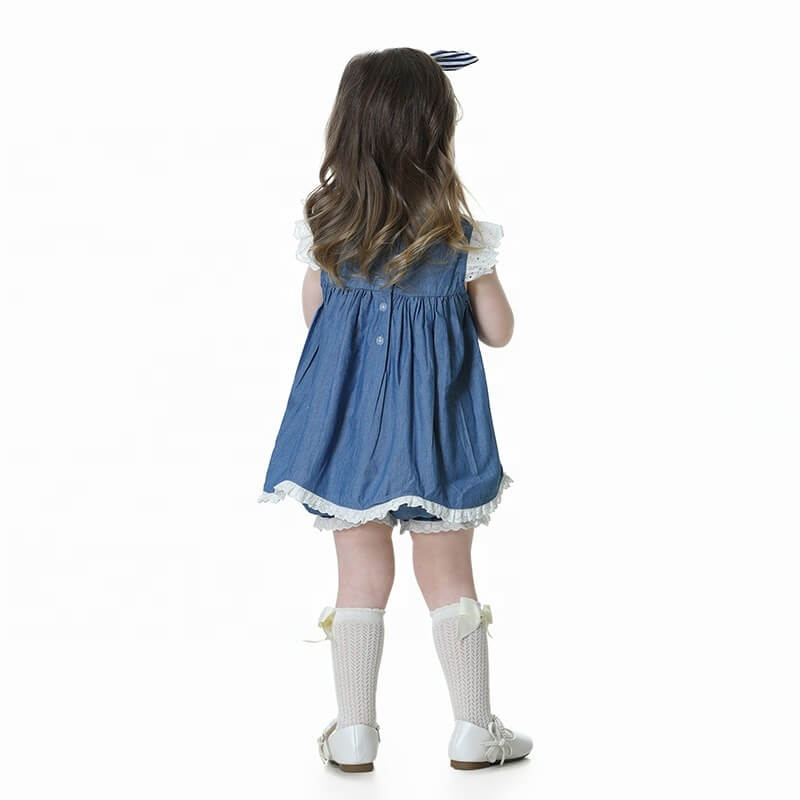Cute Denim Dress With Embroidered Ducks,Cotton,12M to 6T.