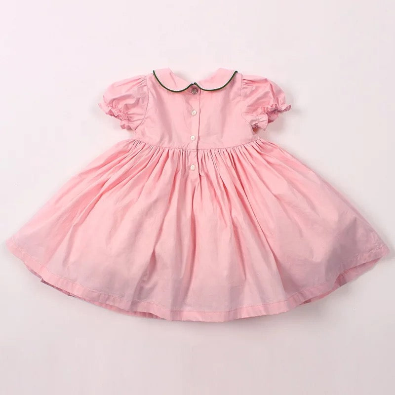 Hand Smocked Dress With Floral Embroidery,12M to 6T.