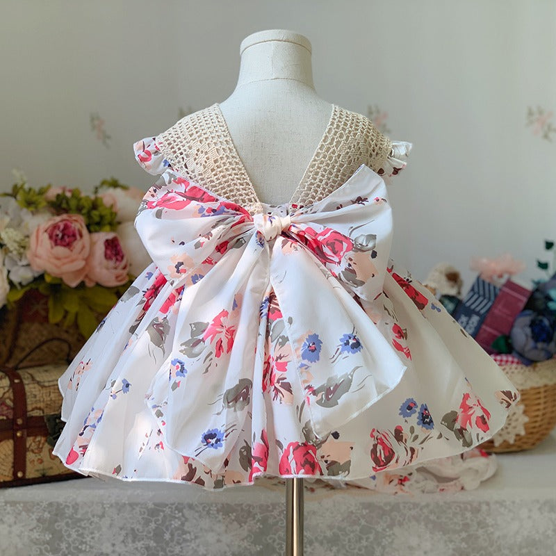 Floral Spanish Dress With Bows,12M to 6T.