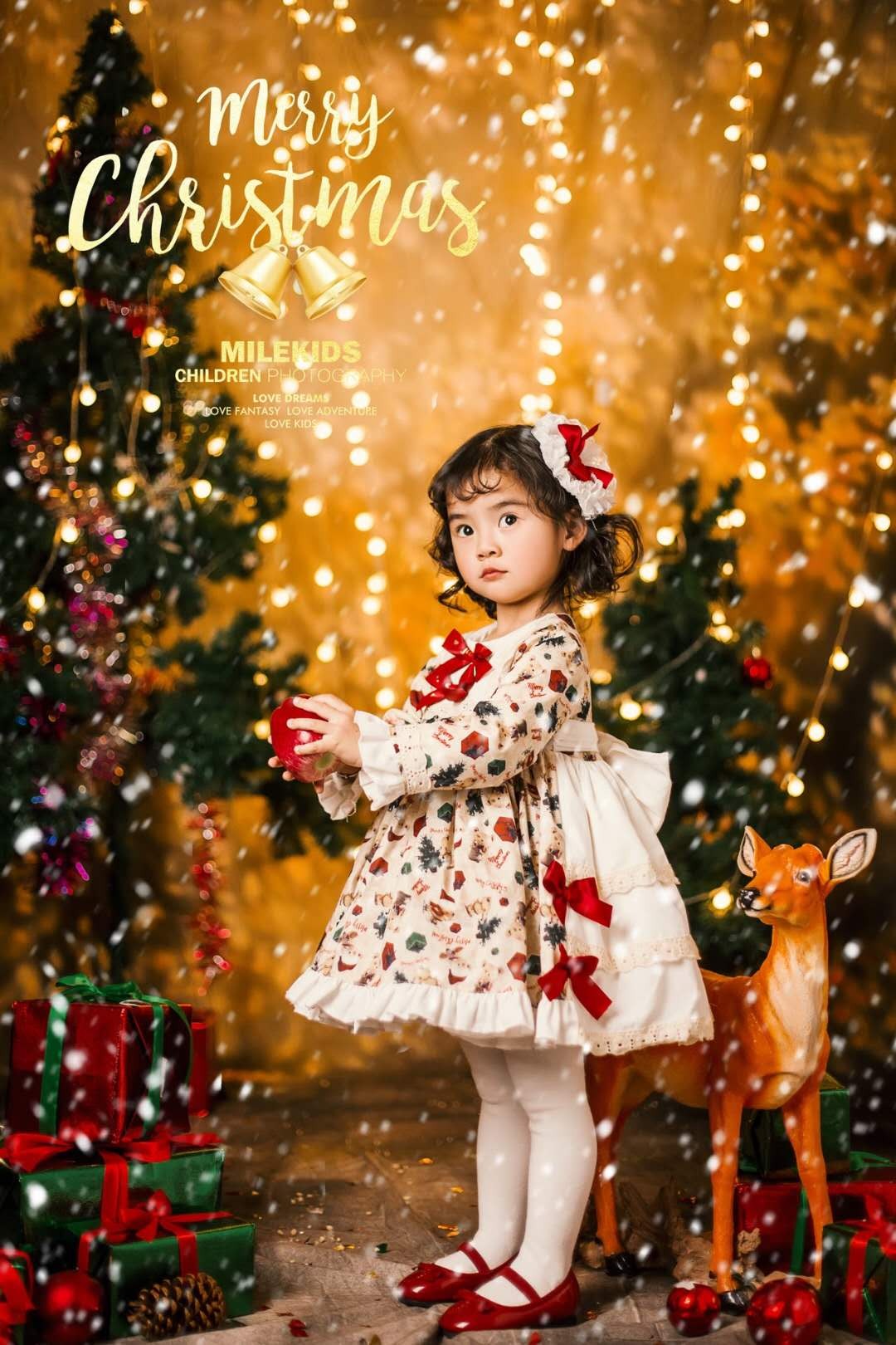 Adorable Christmas Print Lolita Dress,12M to 5T.