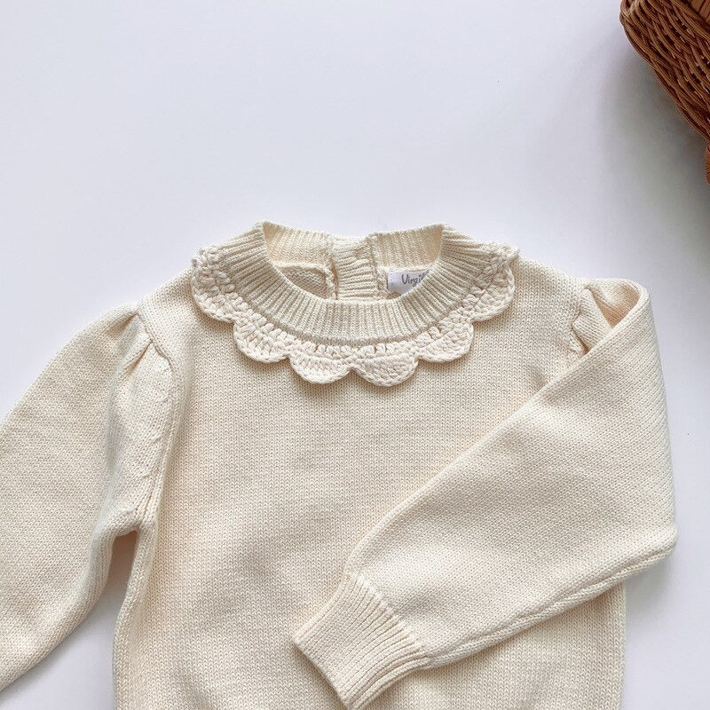 Cute Knitted Pullovers, Pink/Off White,3T to 7T.
