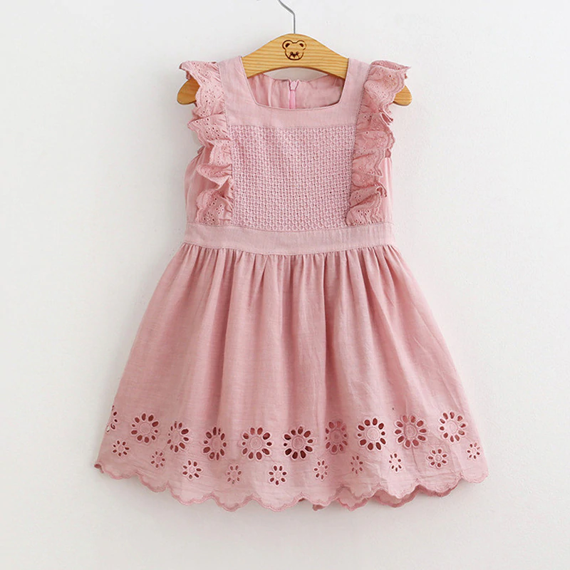 Cute Eyelet Dress,Pink,Size 2 to 7T.