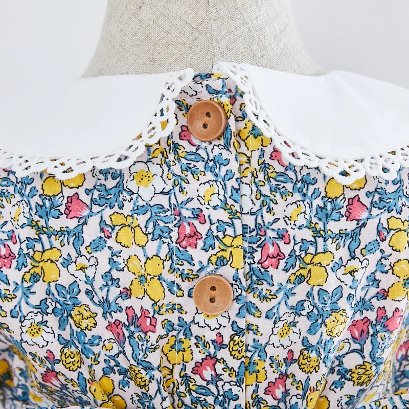 Floral Hand Smocked Dress With Lace Highlights,12M to 6T.