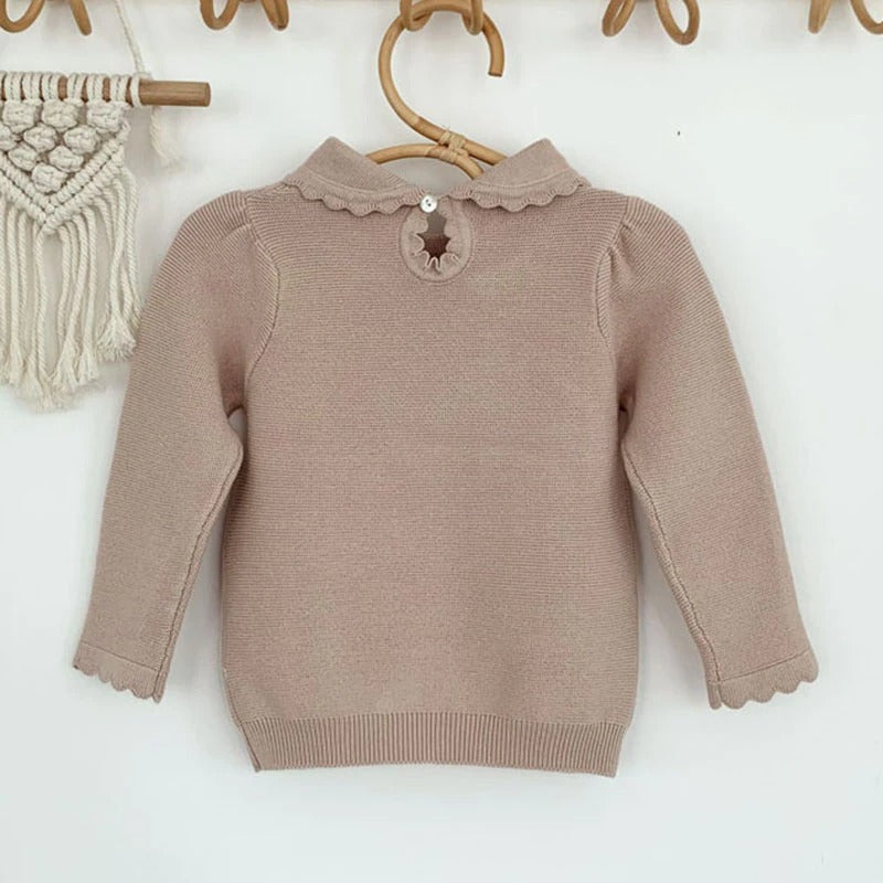 Peter Pan Collar Sweaters,Beige/Pink