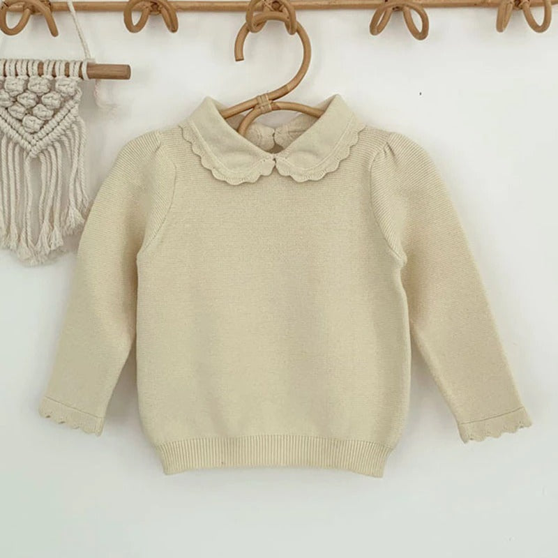 Peter Pan Collar Sweaters,Beige/Pink