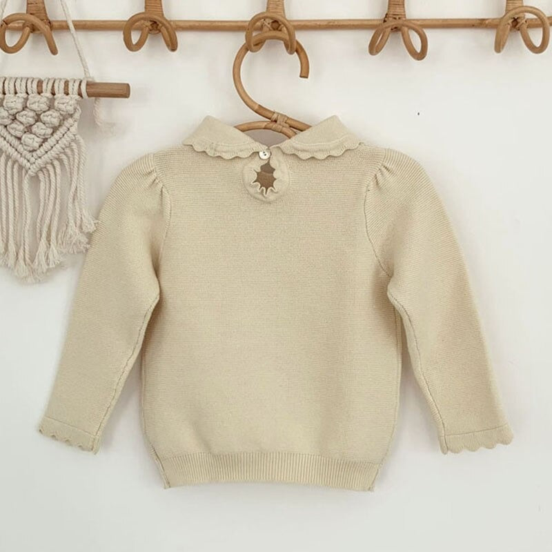 Peter Pan Collar Sweaters,Beige/Pink