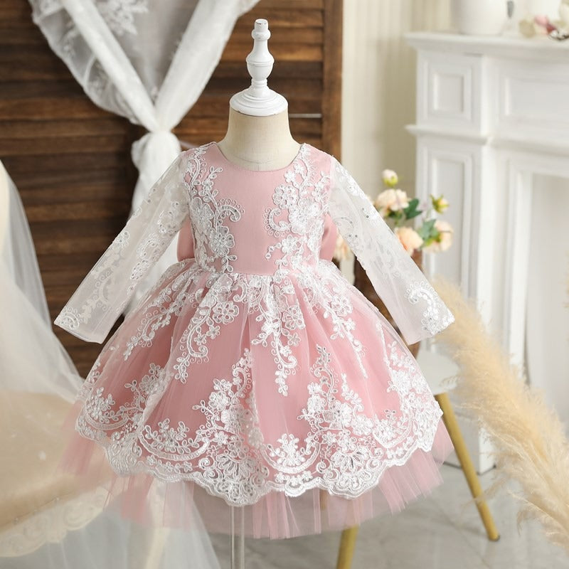 High Detailed Embroidered Dresses,Pink/Purple,12M to 5T.