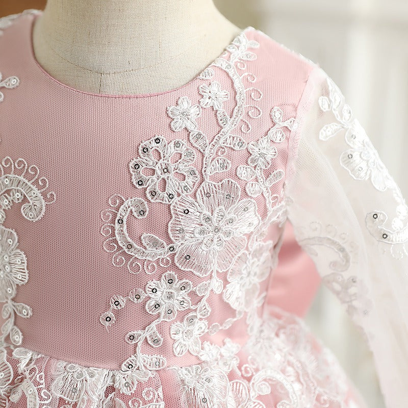 High Detailed Embroidered Dresses,Pink/Purple,12M to 5T.