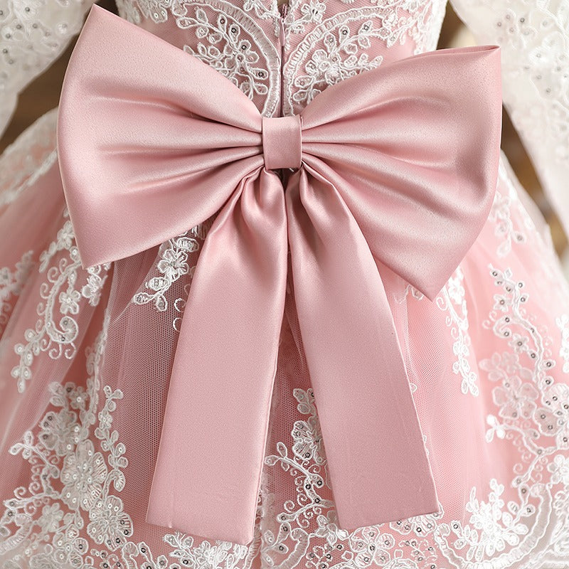 High Detailed Embroidered Dresses,Pink/Purple,12M to 5T.