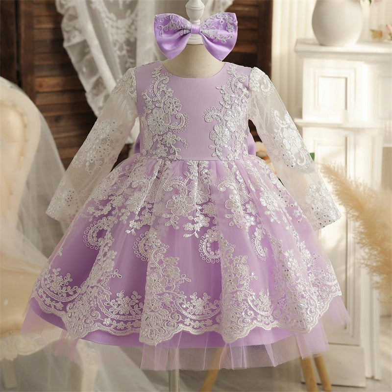 High Detailed Embroidered Dresses,Pink/Purple,12M to 5T.