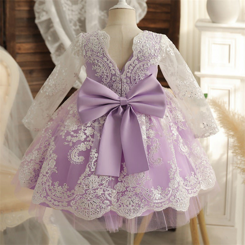 High Detailed Embroidered Dresses,Pink/Purple,12M to 5T.