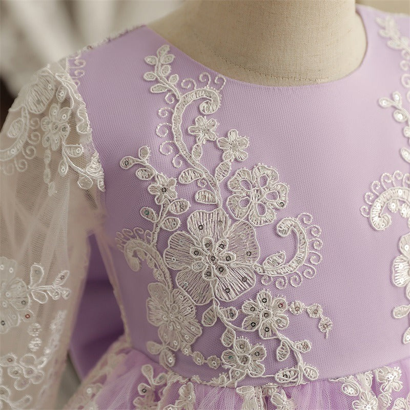 High Detailed Embroidered Dresses,Pink/Purple,12M to 5T.