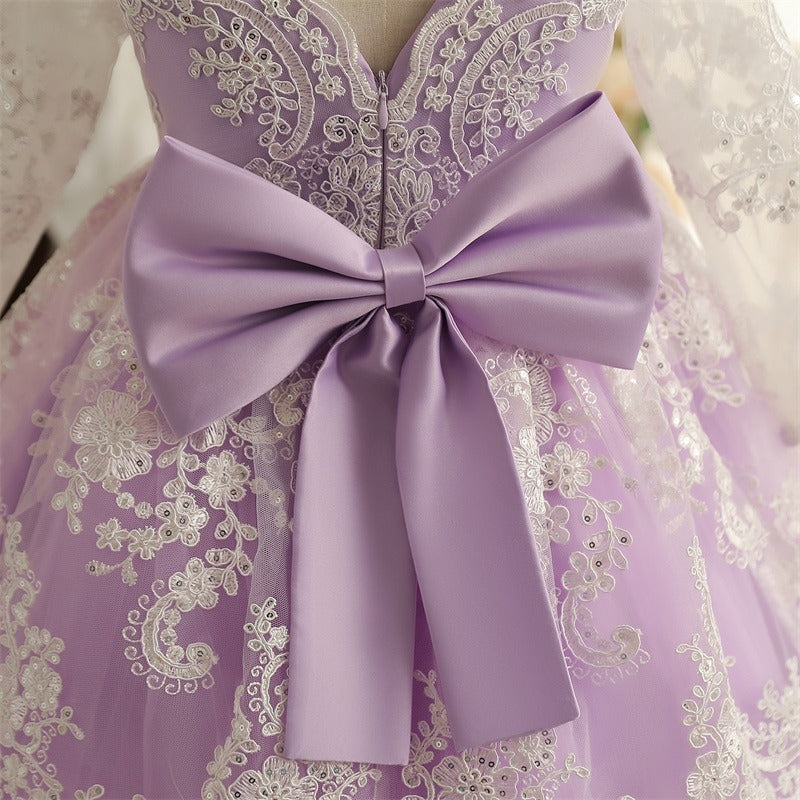 High Detailed Embroidered Dresses,Pink/Purple,12M to 5T.