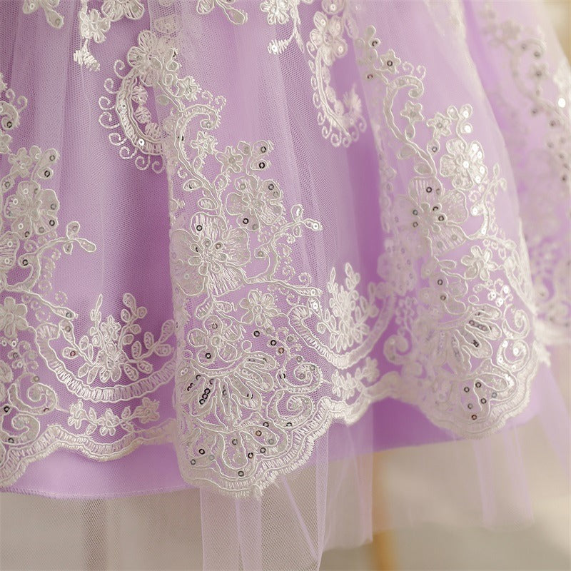 High Detailed Embroidered Dresses,Pink/Purple,12M to 5T.