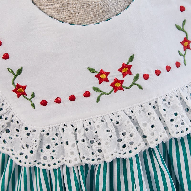 Full Sleeves Green Stripped Dress,12M to 6T.