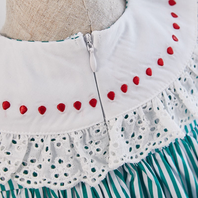Full Sleeves Green Stripped Dress,12M to 6T.