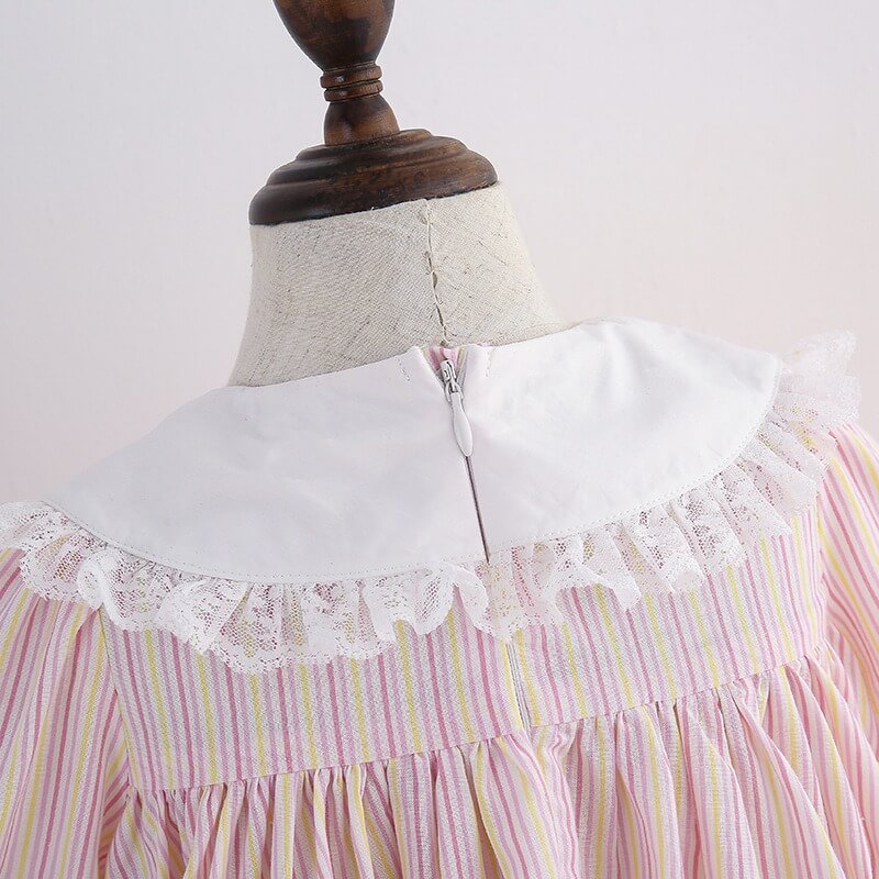 Pink Gingham Bear Embroidered Dress,12M to 6T.