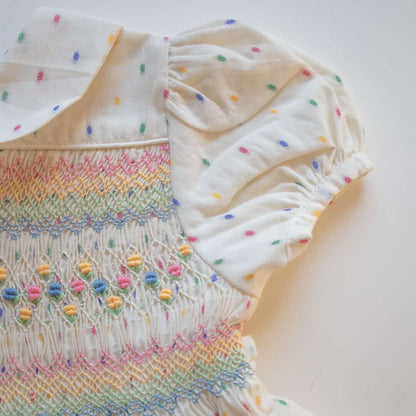 Rainbow Garden Hand Smocked Dress,3M to 5T