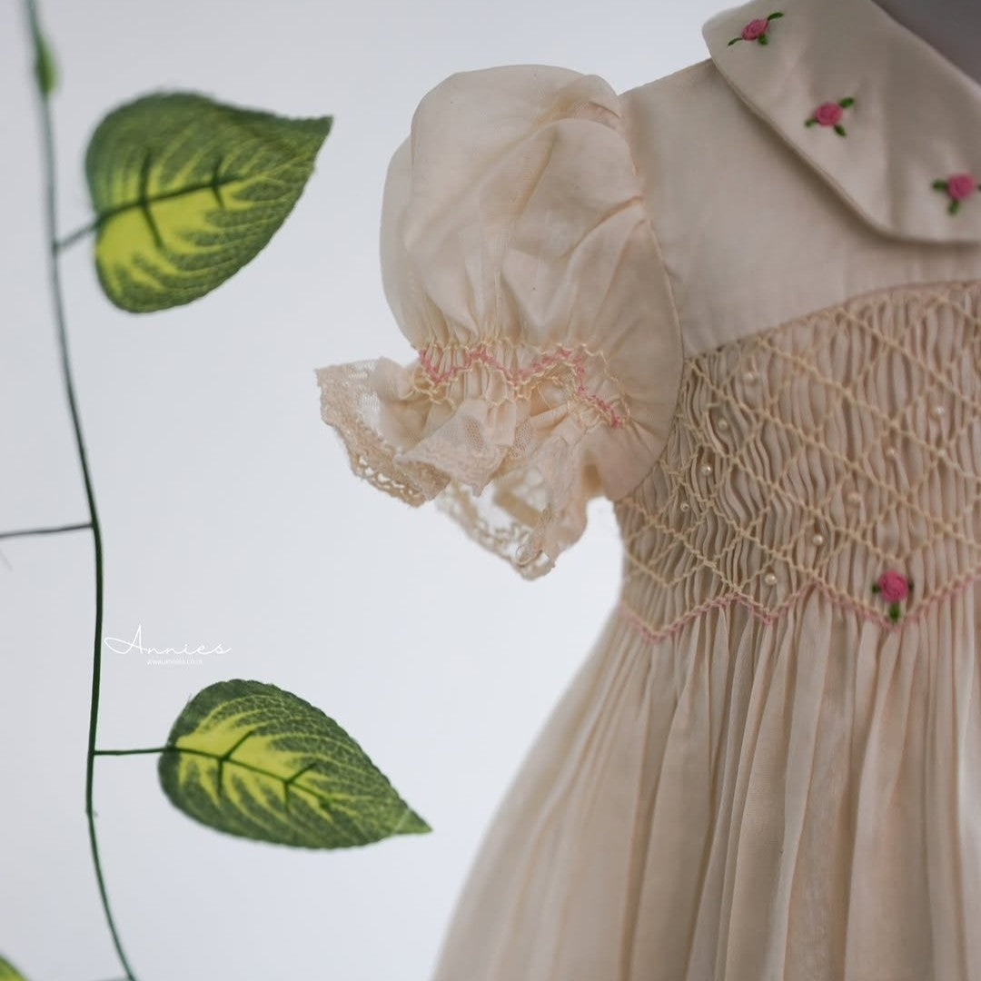 Heirloom Rose Hand Smocked Dress,3M - 8T.