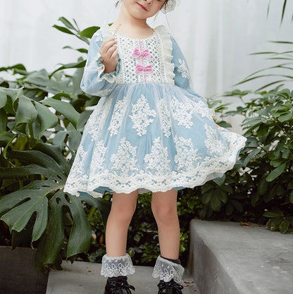 Vintage Embroidered Lace Dress With Bows, 6M to 6T