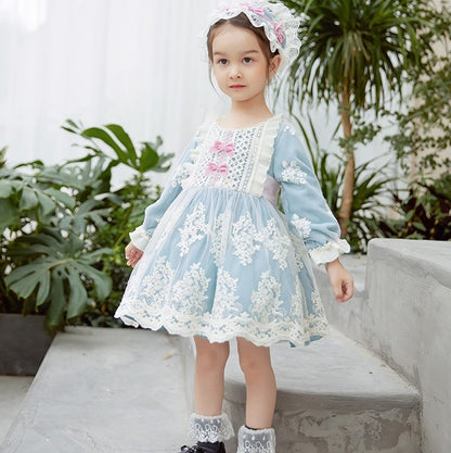 Vintage Embroidered Lace Dress With Bows, 6M to 6T