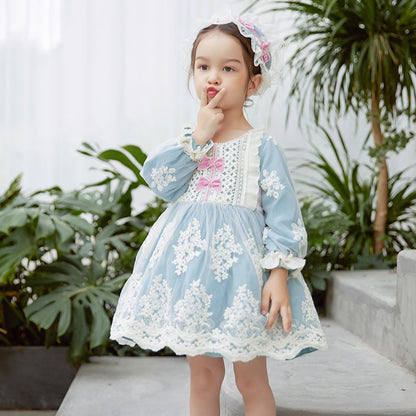 Vintage Embroidered Lace Dress With Bows, 6M to 6T