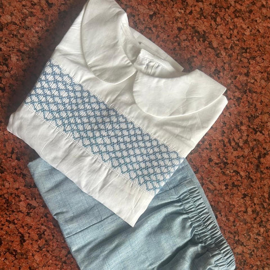 Handmade Boys’ Smocked Shirt & Shorts Set,6M to 6T.