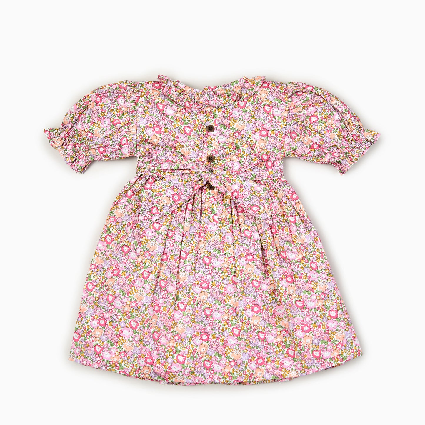 Hand-Smocked Pink Pastel Floral Dress,3M-7T