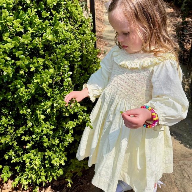 Stunning Full Hand Smocked Dress, White-Blue,Yellow-Pink,6M to 8T 4T / Yellow & Pink Stunning Full Hand Smocked Dress, White-Blue,Yellow-Pink,6M to 8T 4T / Yellow & Pink