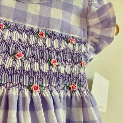 Lavender Gingham Hand-Smocked Dress, 2T & 4T.