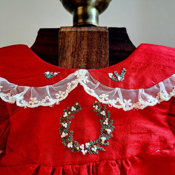 Embroidered Wreath Dress,6M to 12T