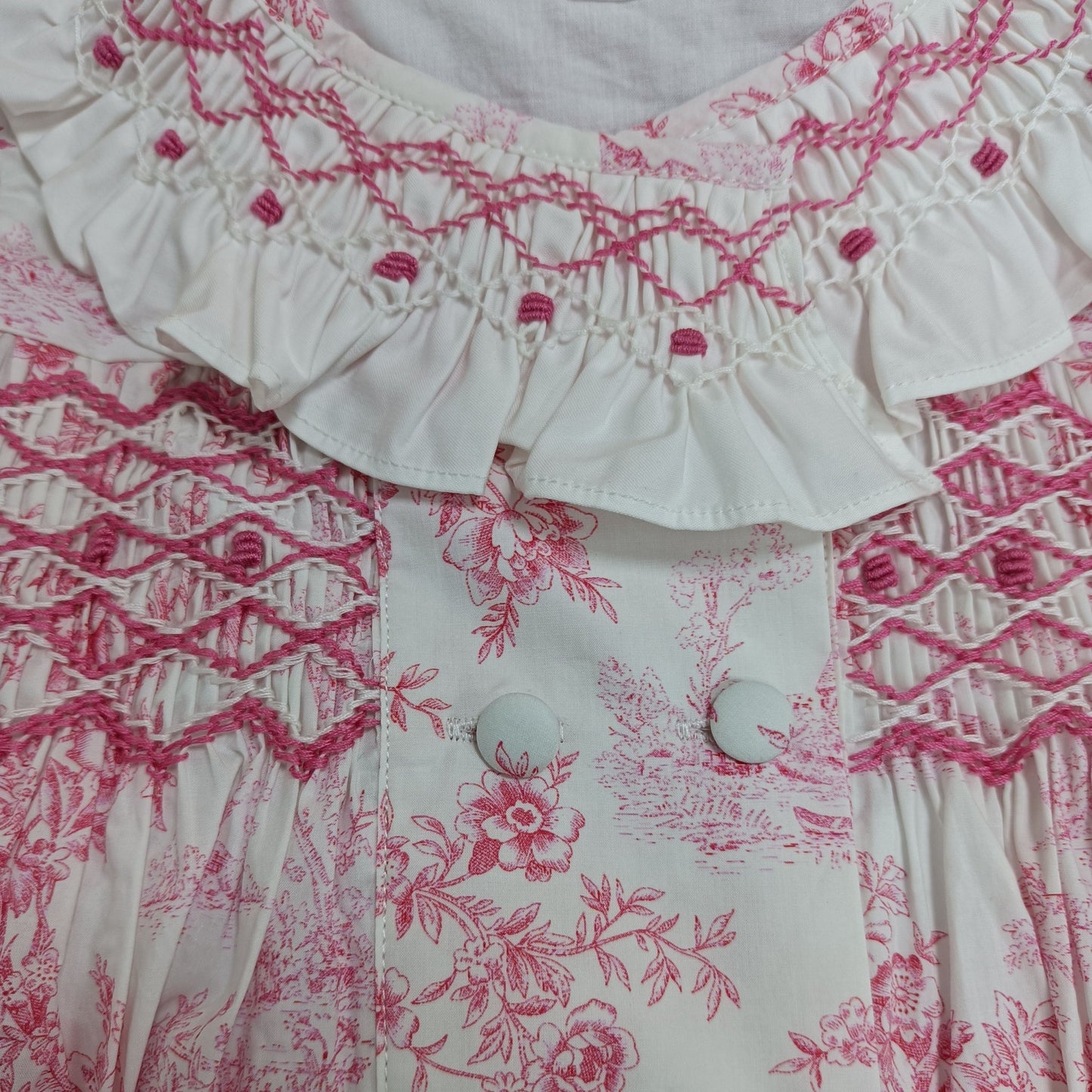 Rose Toile Hand-Smocked Dress,Cotton,12M–6T