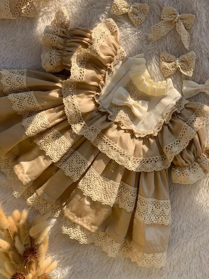 Sage Green Spanish Lolita Girls Lace Dress,12M to 8T