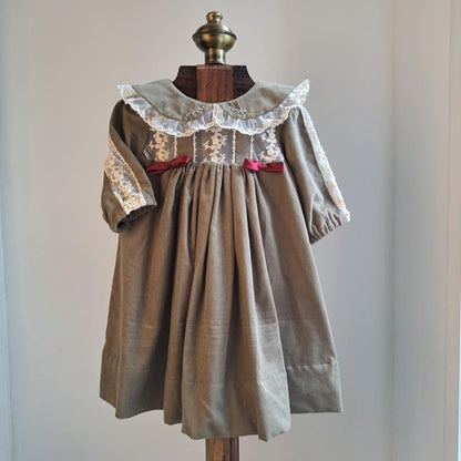 Olive Green Corduroy Dress,6M to 12T.
