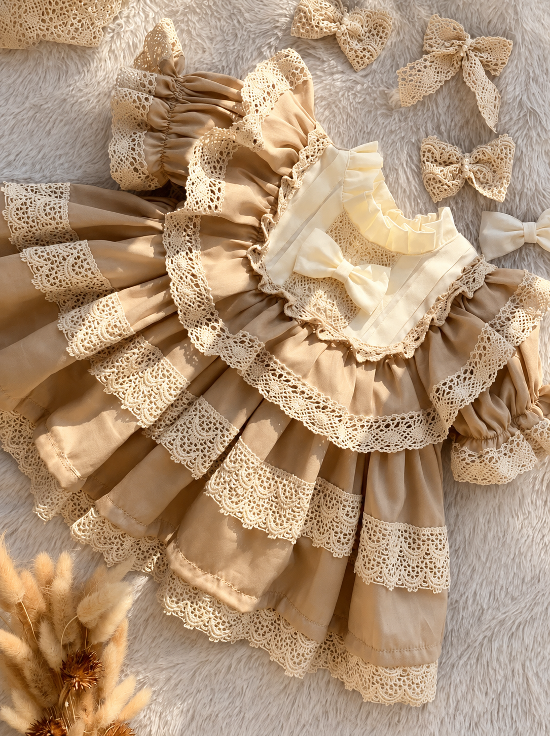 Sage Green Spanish Lolita Girls Lace Dress,12M to 8T