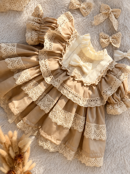 Sage Green Spanish Lolita Girls Lace Dress,12M to 8T