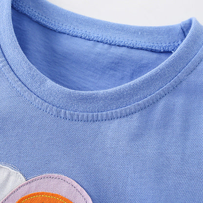 Cotton T-Shirt with Colorful Butterfly Applique (3T–8T)