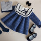 Full Sleeves Plaid Dress,Blue/Apricrot,12M to 6T.