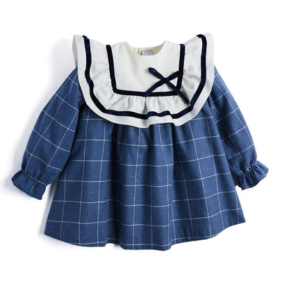Full Sleeves Plaid Apricot Dress ,12M to 6T.