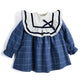Full Sleeves Plaid Dress,Blue/Apricrot,12M to 6T.