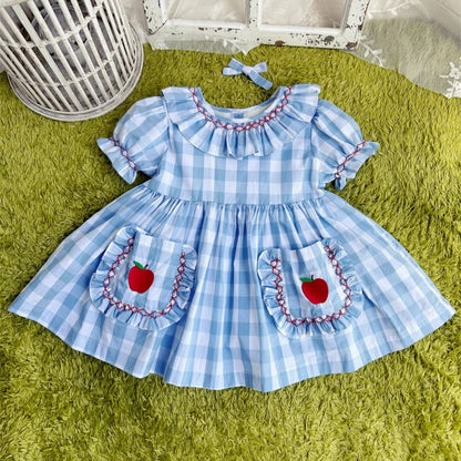 Blue Gingham Back To School Dress,12M to 7T.
