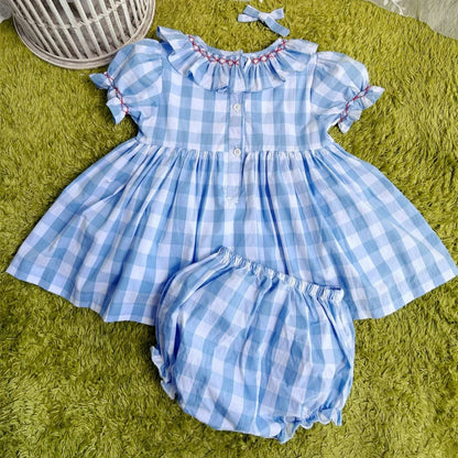 Blue Gingham Back To School Dress,12M to 7T.