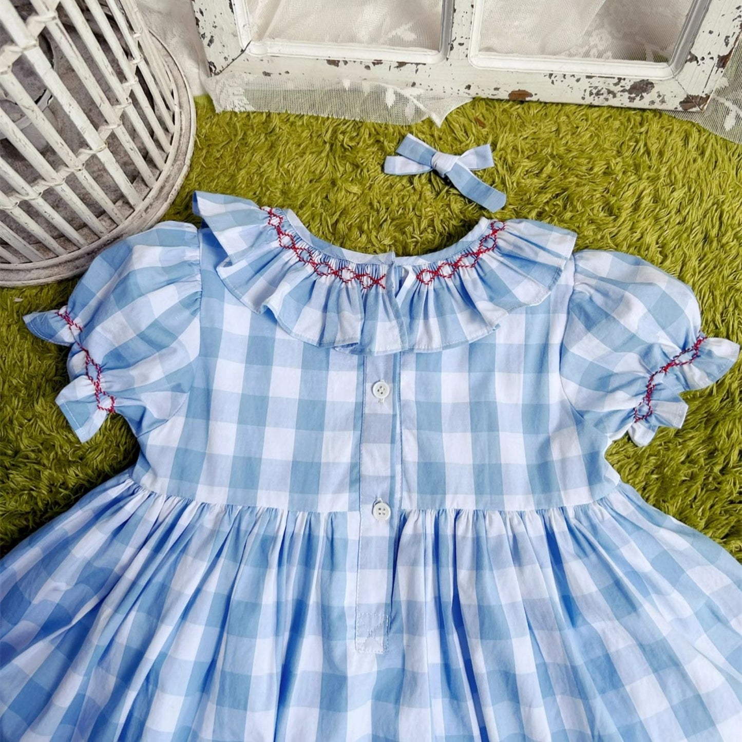 Blue Gingham Back To School Dress,12M to 7T.