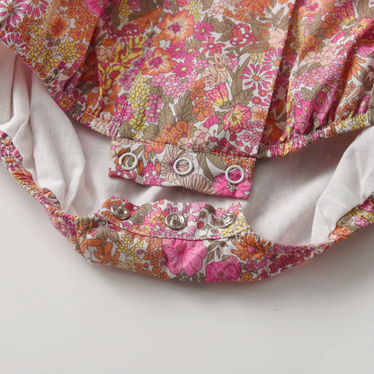 Hand-Smocked Floral Baby Bubble Romper,6M–3T