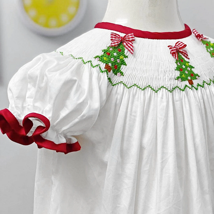 Hand-Smocked Christmas Bishop Dress (6M–8T)