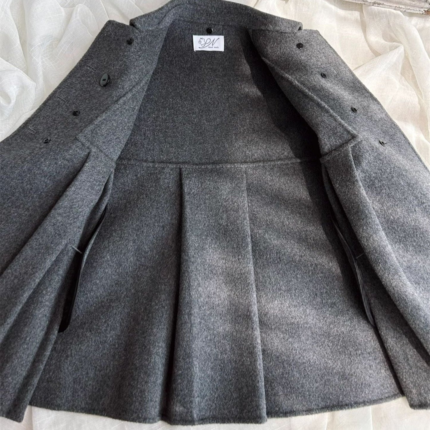 Classic Wool Double-Breasted Coat,2T to 8T